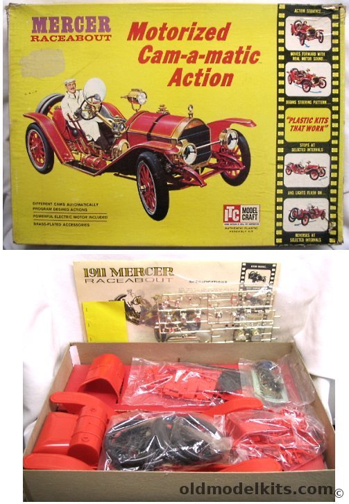 ITC 1/8 Mercer Raceabout Motorized Cam-a-Matic with Working Lights, 36376-895 plastic model kit